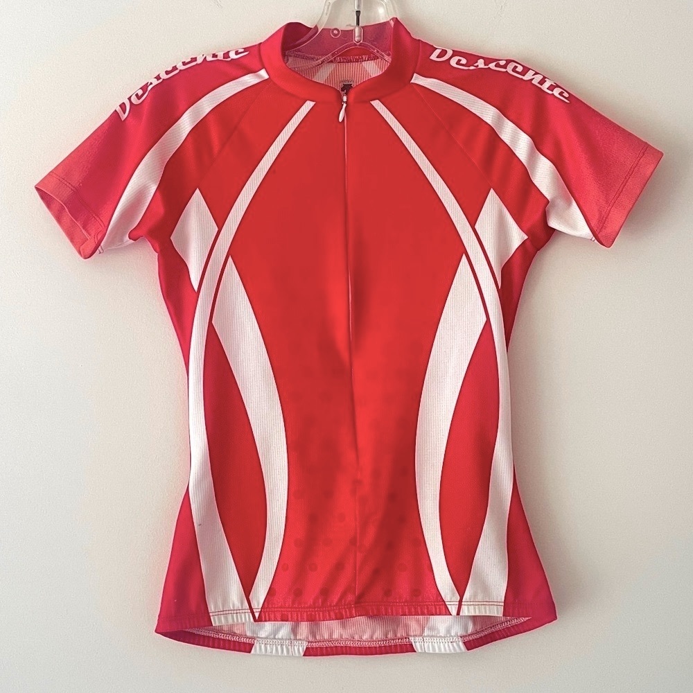 Red and White Descente Cycling Jersey